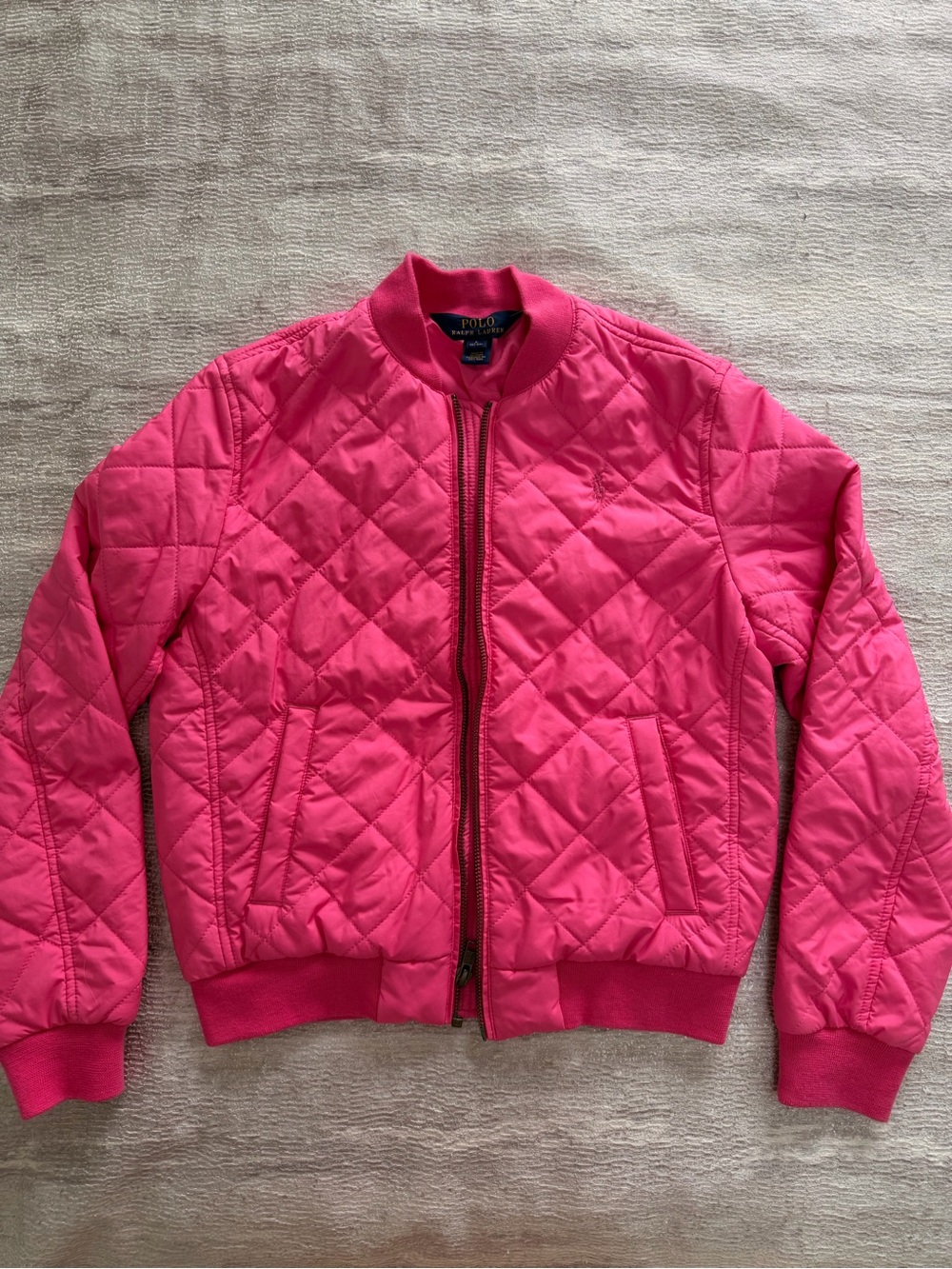 Polo Ralph Lauren Hot Pink Quilted Girls Bomber Jacket Size L (12-14)